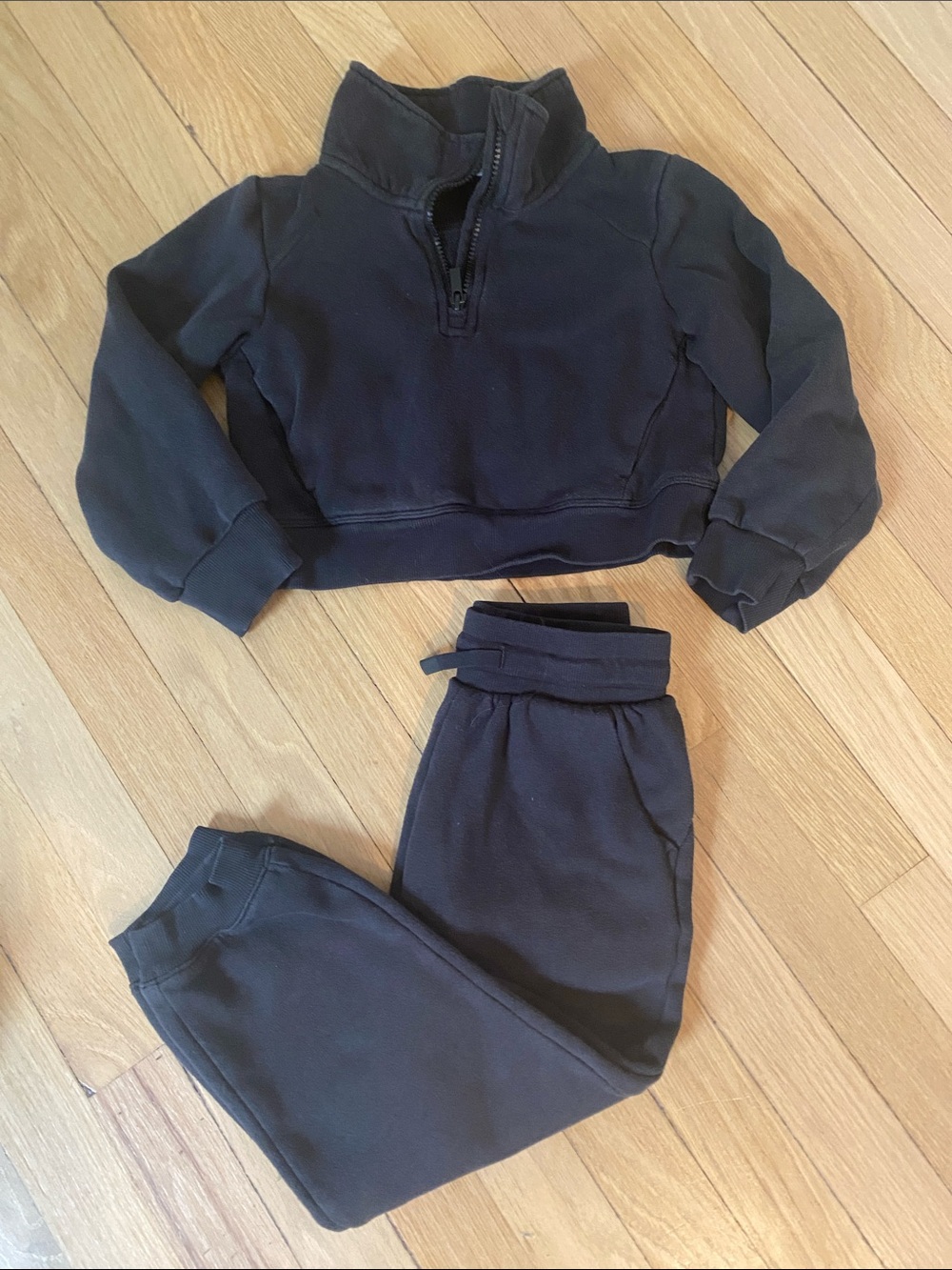 all in motion Black Cropped Half-Zip Sweatshirt & Joggers Set